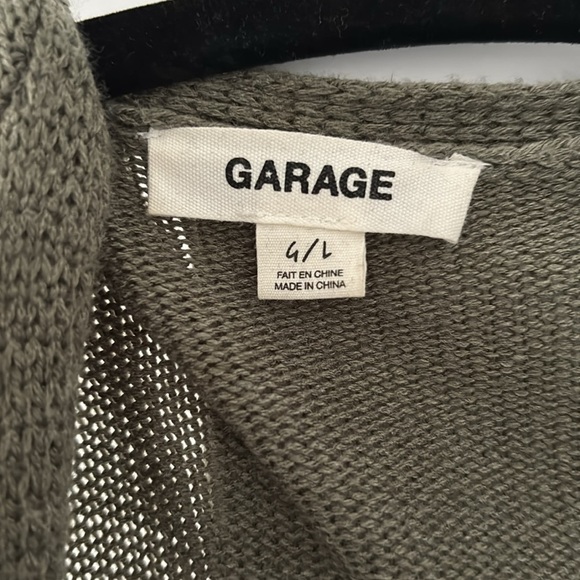 Garage green oversized open cardigan with pockets and braided sleeves Sz Large - Picture 4 of 11